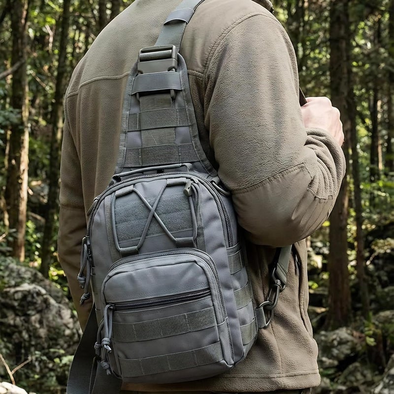 Viriber Tactical Backpack, Waterproof Military Cross-body Molle Sling Shoulder Backpack Chest Bag for Outdoor Every Day Carry gray - Image 5